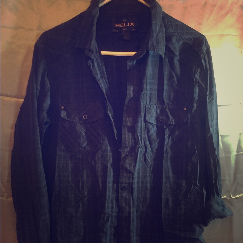 Helix Brand Dark blue and black button down